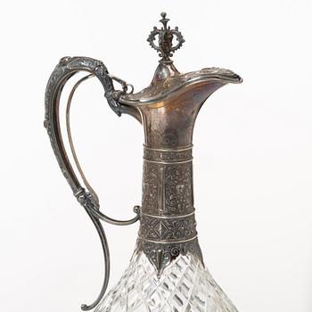 Decanters, a pair, silver and glass, with mark of G Möllenborg, Stockholm 1877.