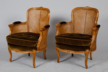 FÅTÖLJER, 1 par, rokokostil, 1900-talets andra hälft.