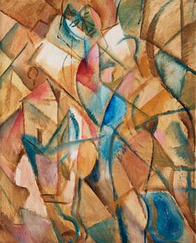 538. Jules Schyl, Cubist landscape with horse and rider.