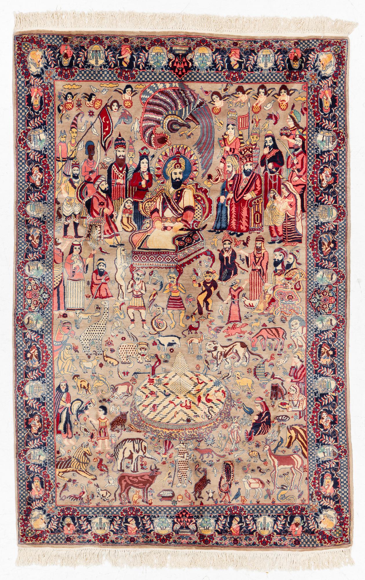 Matta, Kashmir, figural, ca 214 x 139.