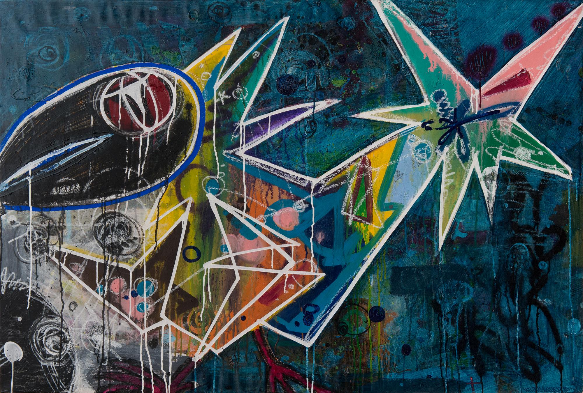 Janne Wiljakainen, blandteknik på duk, a tergo signerad och daterad i kilramen 2016.