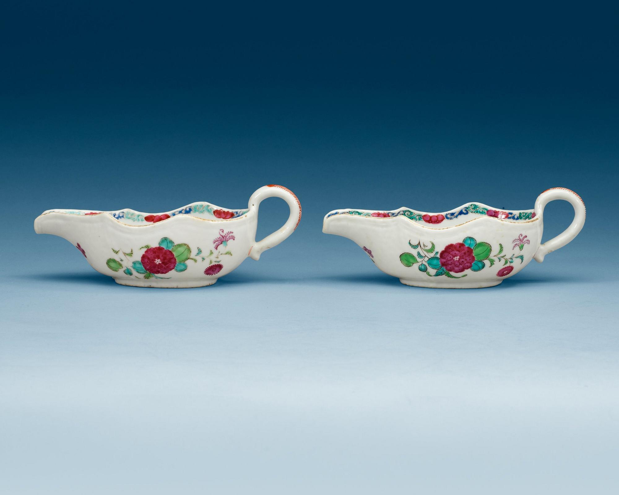 SÅSSNIPOR, ett par, kompaniporslin. Qing dynastin, Qianlong (1736-95).