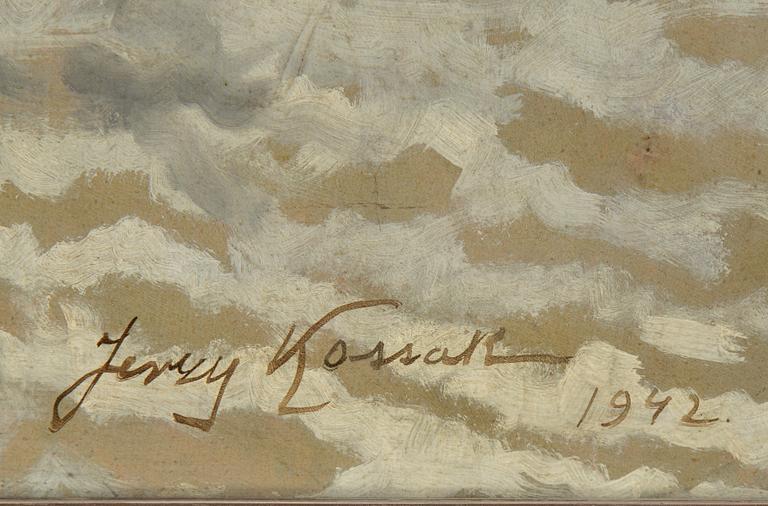 JERZY KOSSAK, olja på pannå, signerad och daterad 1942.