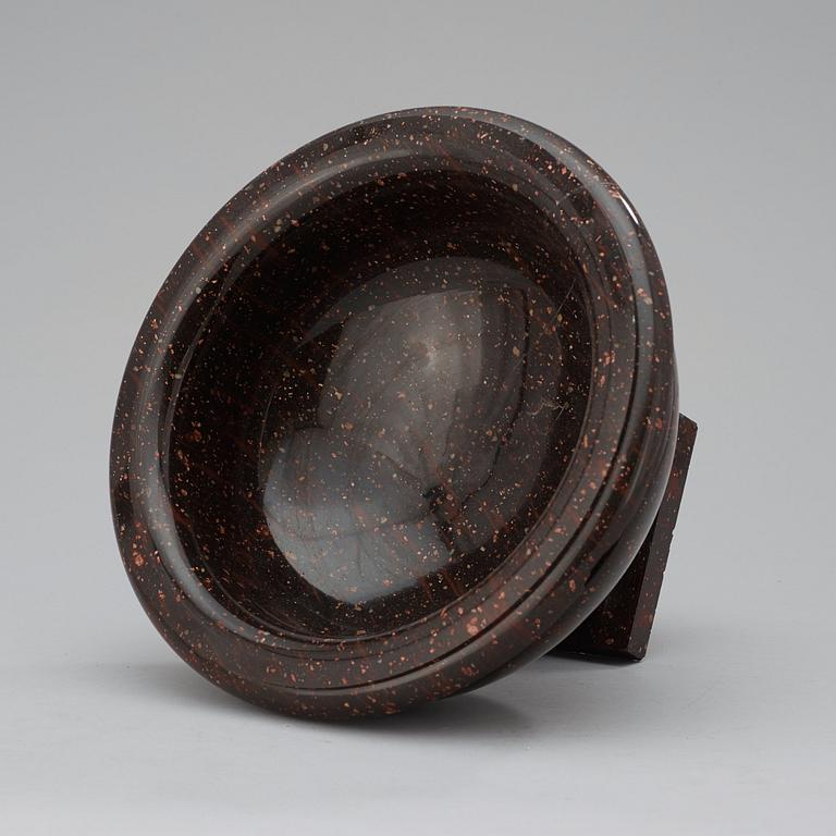 A Swedish Empire 19th century porphyry bowl.