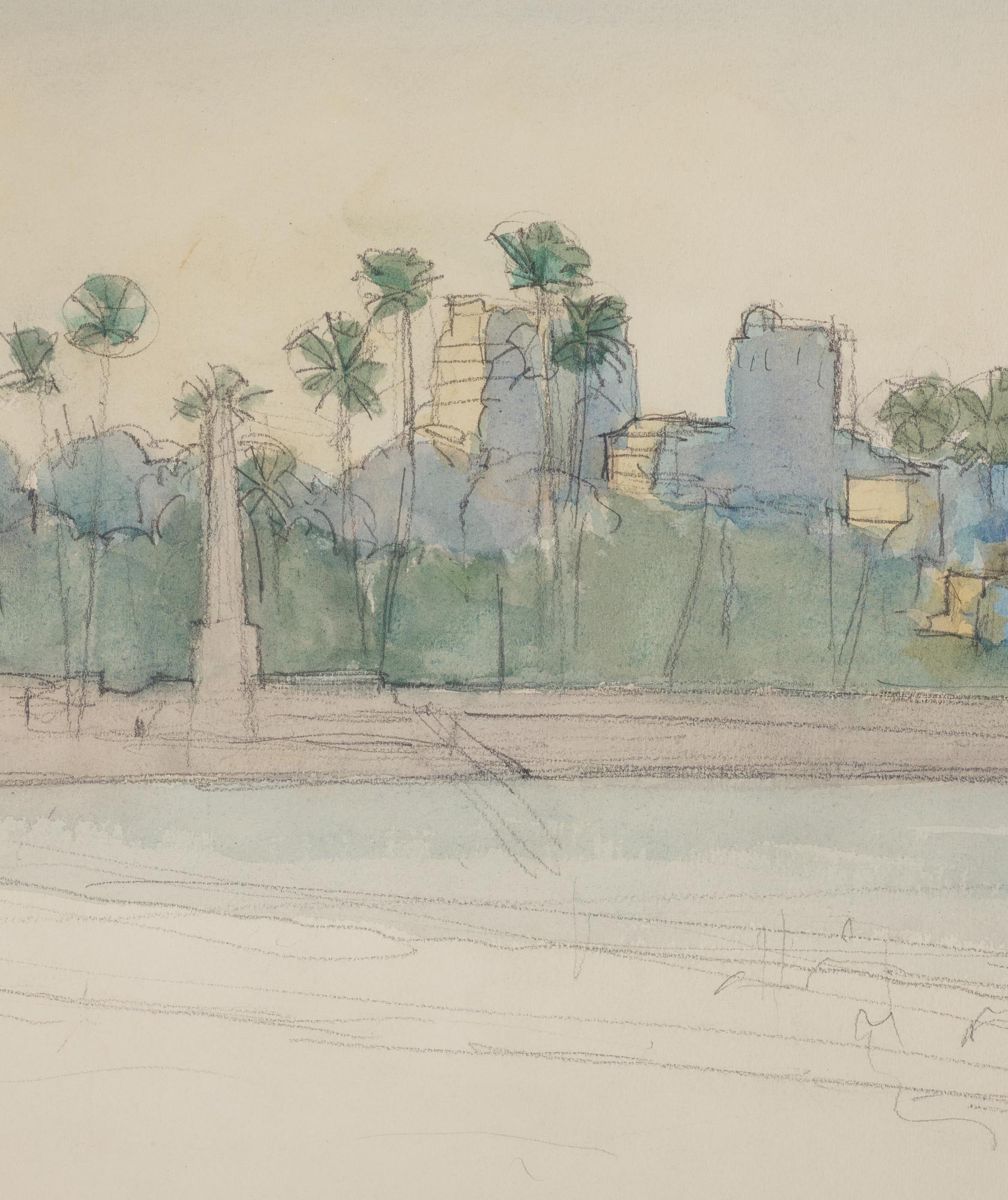 HILDING LINNQVIST, blyerts och akvarell, monogramsignerad.