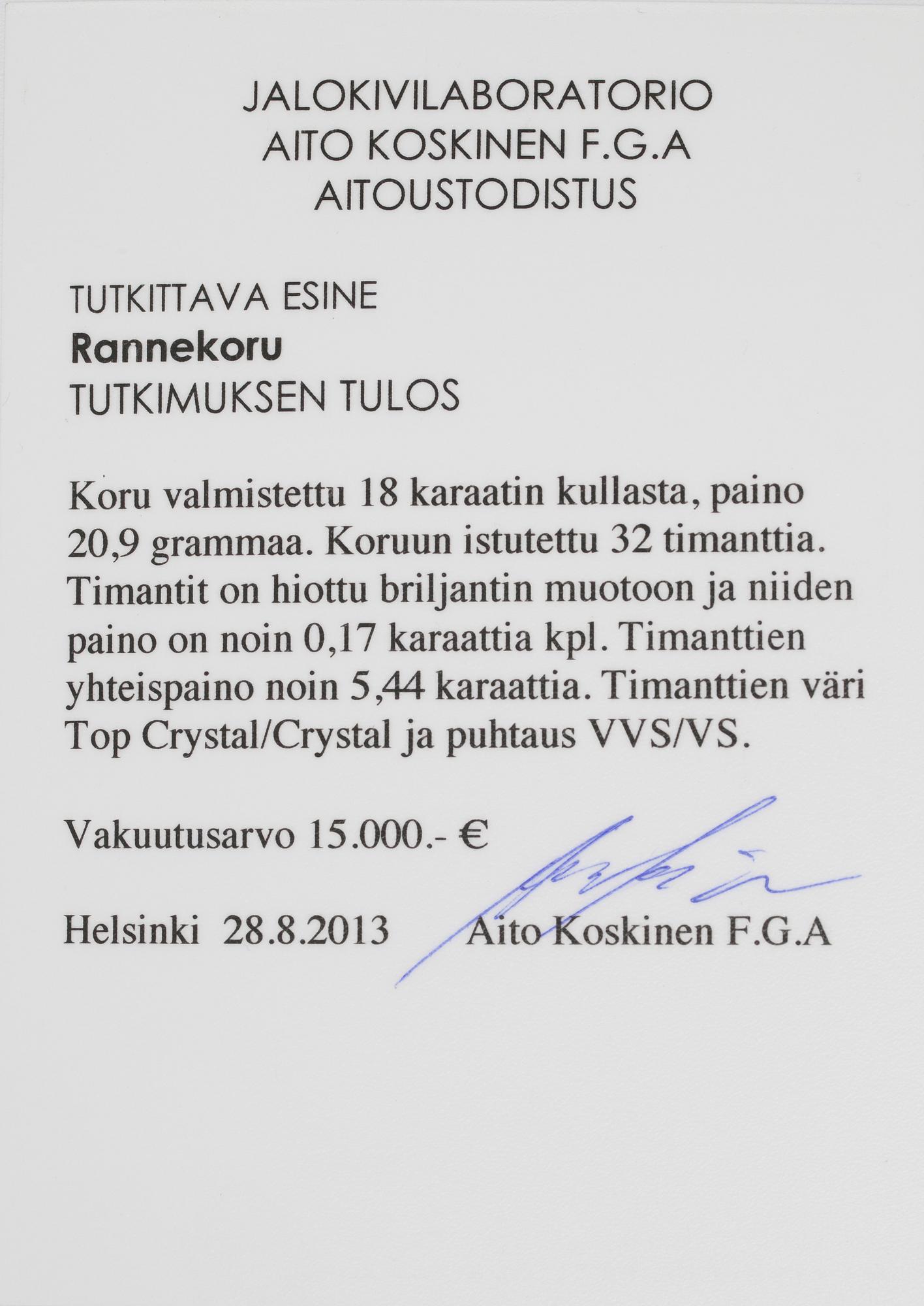 A BRACELET, 18K gold. Brilliant cut diamonds tot. 5.44 ct. I-J/vvs-vs. Length 18,5 cm. Veight 21 g.