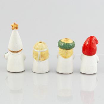 Lisa Larson, four "Advent" stoneware figurines/candlesticks, Gustavsberg, Sweden.