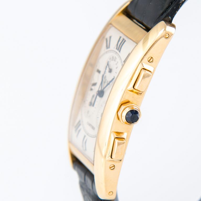 A Cartier Tank Tank Américaine Complications Chronograph YG wrist watch 40 (45) x 36 mm.