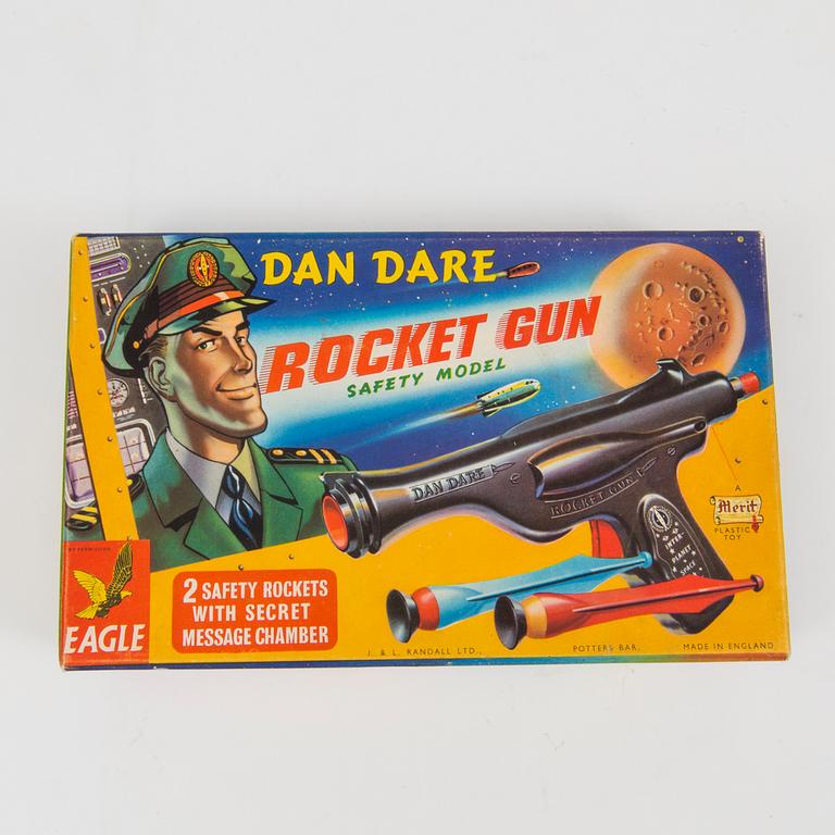 A "Super Sonic Gun" and "Dan Dare Rocket Gun" by Merit Toys, England, 1950s.