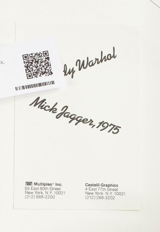 ANDY WARHOL, efter, färgoffsettryck, ANNOUNCEMENT CARD, Mick Jagger, 1975.