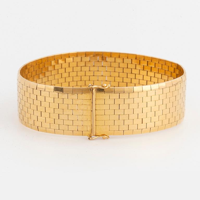 ARMBAND, 18K guld korridormatta, importstämplad.