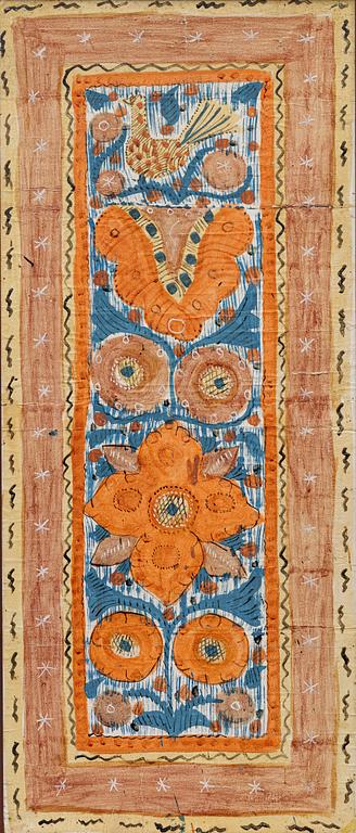 Bonadsmålning, s.k tuppamålning, Sunnerboskolan, Småland, 1800-talets första hälft.