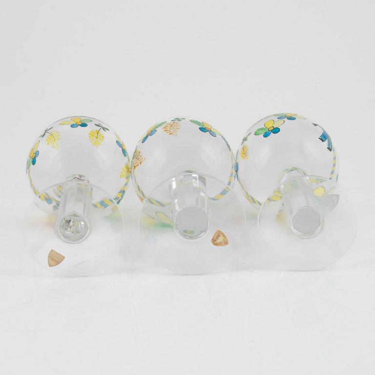 Gunnar Cyrén, a set of three goblets for Orrefors, Sweden.