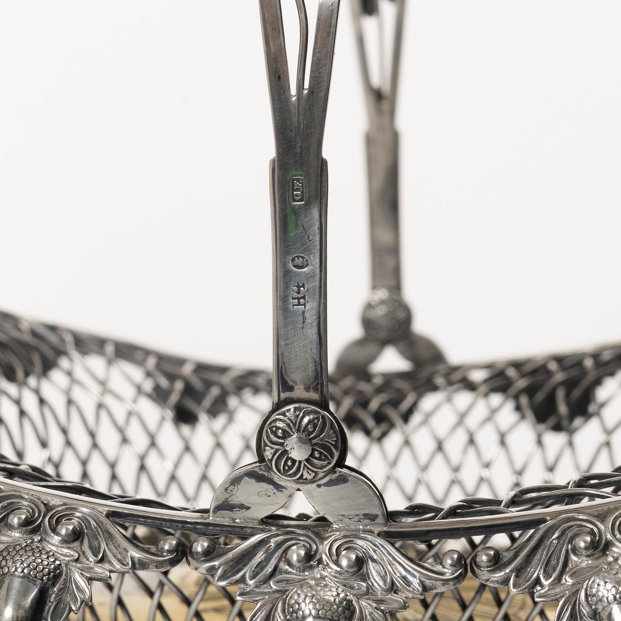 Gustaf Folcker, A Swedish silver bread basket, silver, mark of Gustaf Folcker, Stockholm 1838.