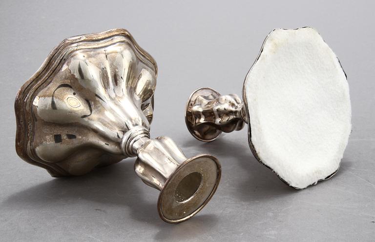 LJUSSTAKAR, ett par, silver, C G Hallberg, Stockholm, 1936.