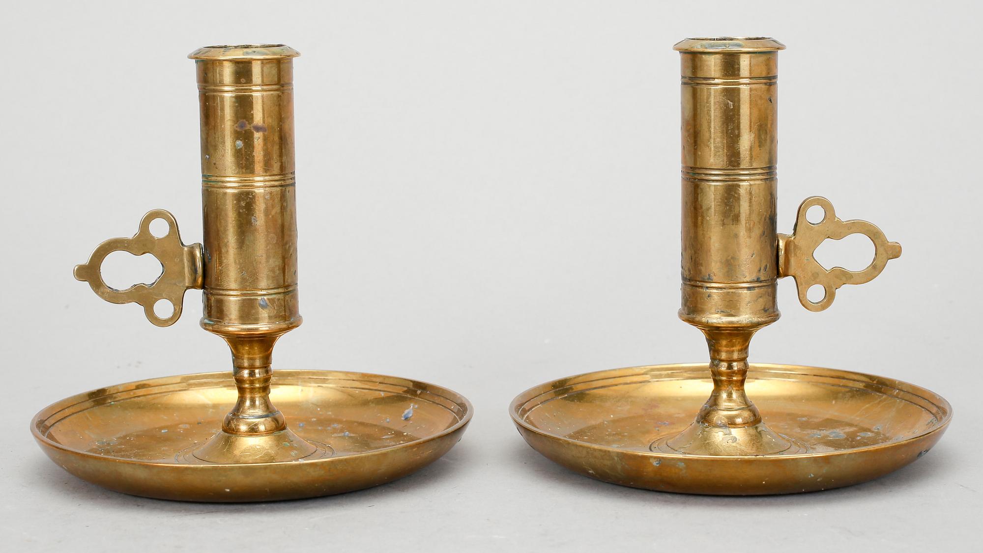 LJUSSTAKAR, 3 st, mässing. Skultuna, 1900-talets andra hälft.