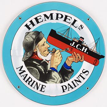 Enamel sign, "Hempel Marine Paints", around the mid-1900s.