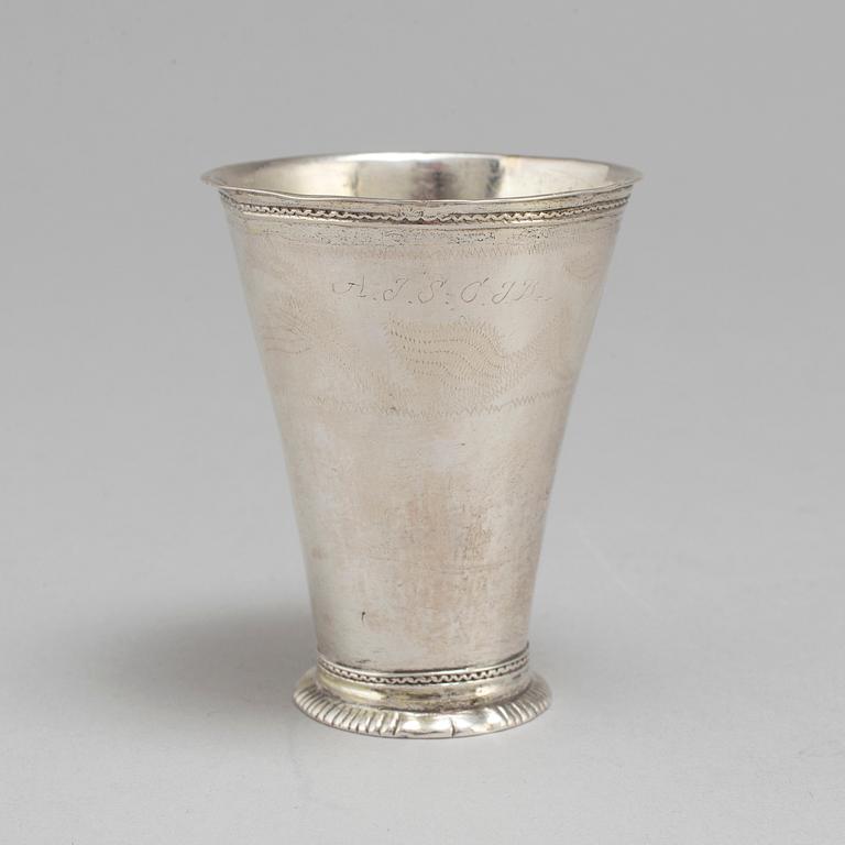 A Swedish 18th century silver beaker, mark of Johan Wasserman, Lindesberg, Sweden  1761.