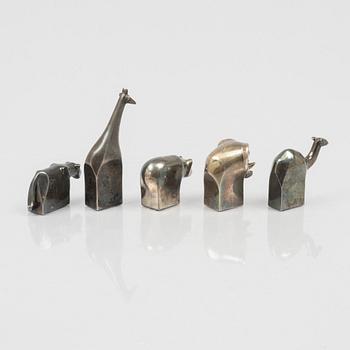 Gunnar Cyrén, five silver platezinc  figurines, Dansk Design, Japan.