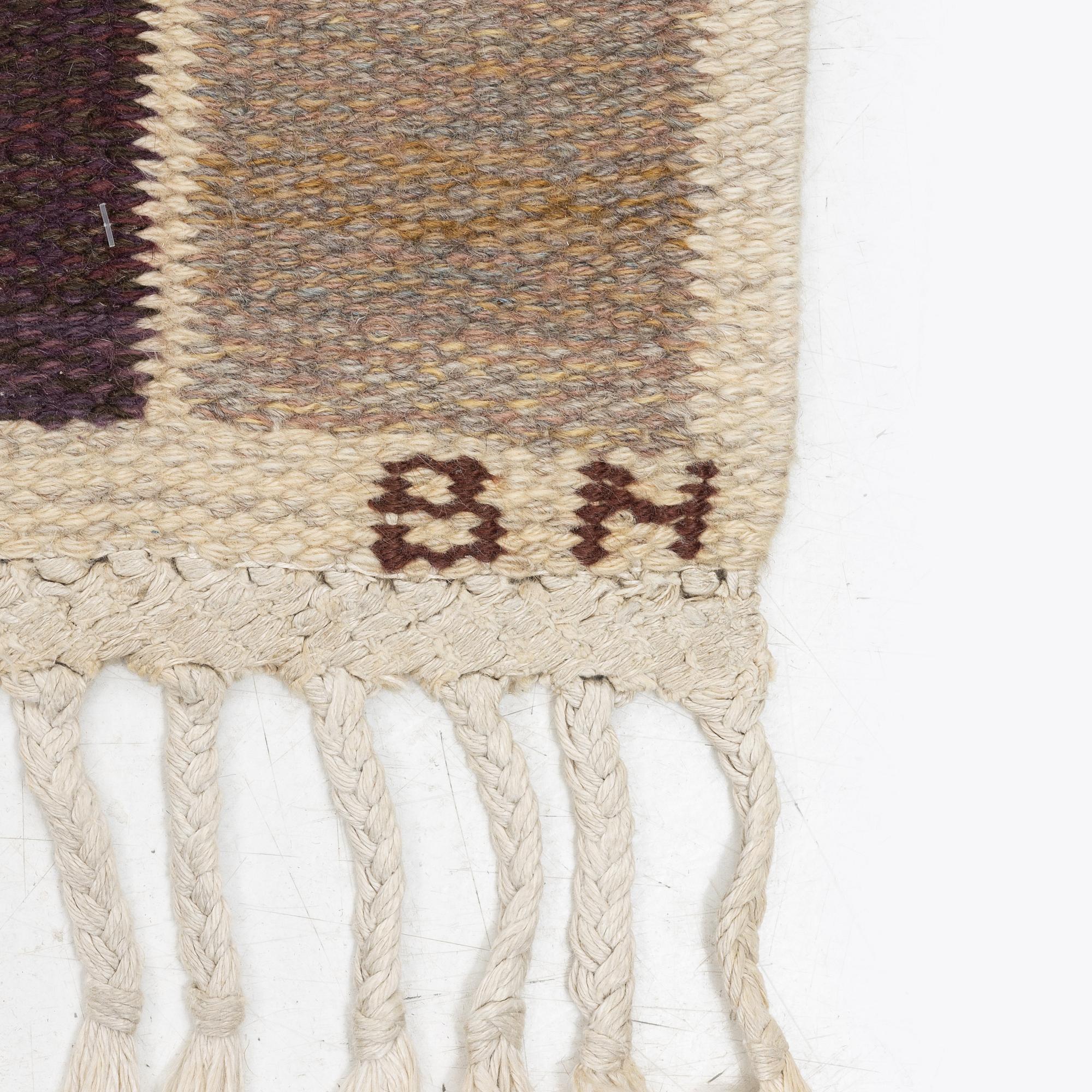Barbro Nilsson, a carpet, 'Salerno grå', ('Kristianstad'), flat weave, c. 259 x 189 cm, signed AB MMF BN.