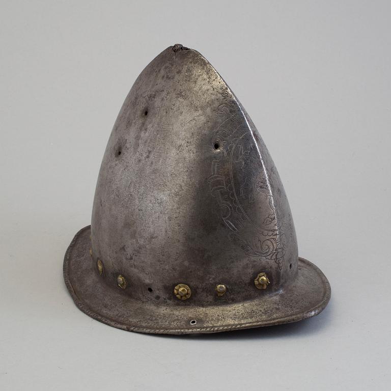 A 16th century cabasset helmet.