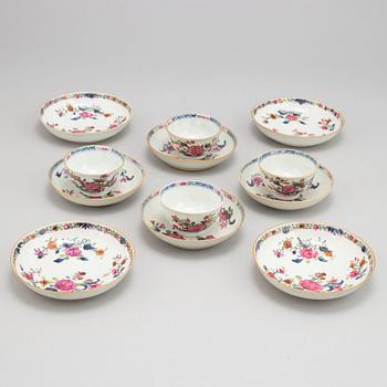 A set with four cups with stands and small dishes, Qing dynasty, Qianlong (1736-95).