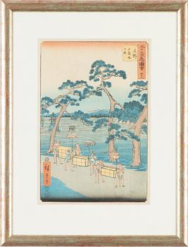 Ando Utagawa Hiroshige, efter, träsnitt två stycken.