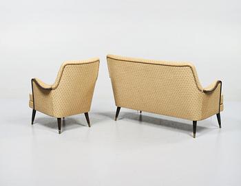 SOFFA OCH FÅTÖLJ, 1950-tal.