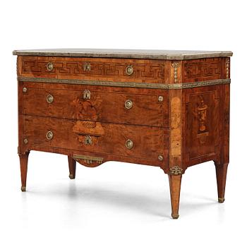 A Gustavian marquetry and gilt brass-mounted commode by J. Neijber (master 1768).