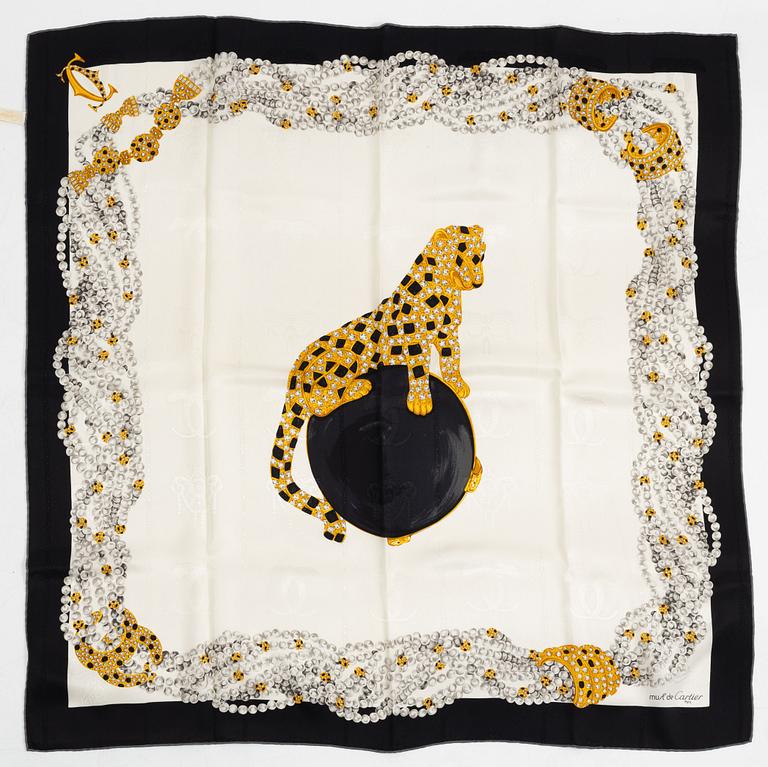 Cartier, a jacquard silk scarf, 'Panthere Royale'.