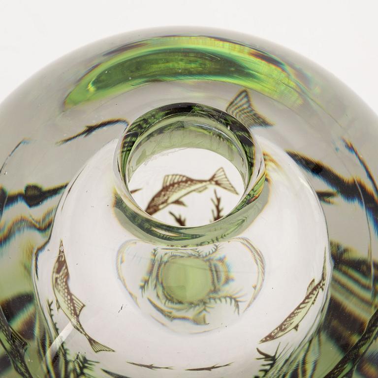 Edward Hald, a 'fish graal' glass vase, Orrefors.