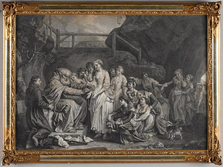 KOPPARSTICK, 2 st, bl a efter C W E Dietrich, 1700-tal.