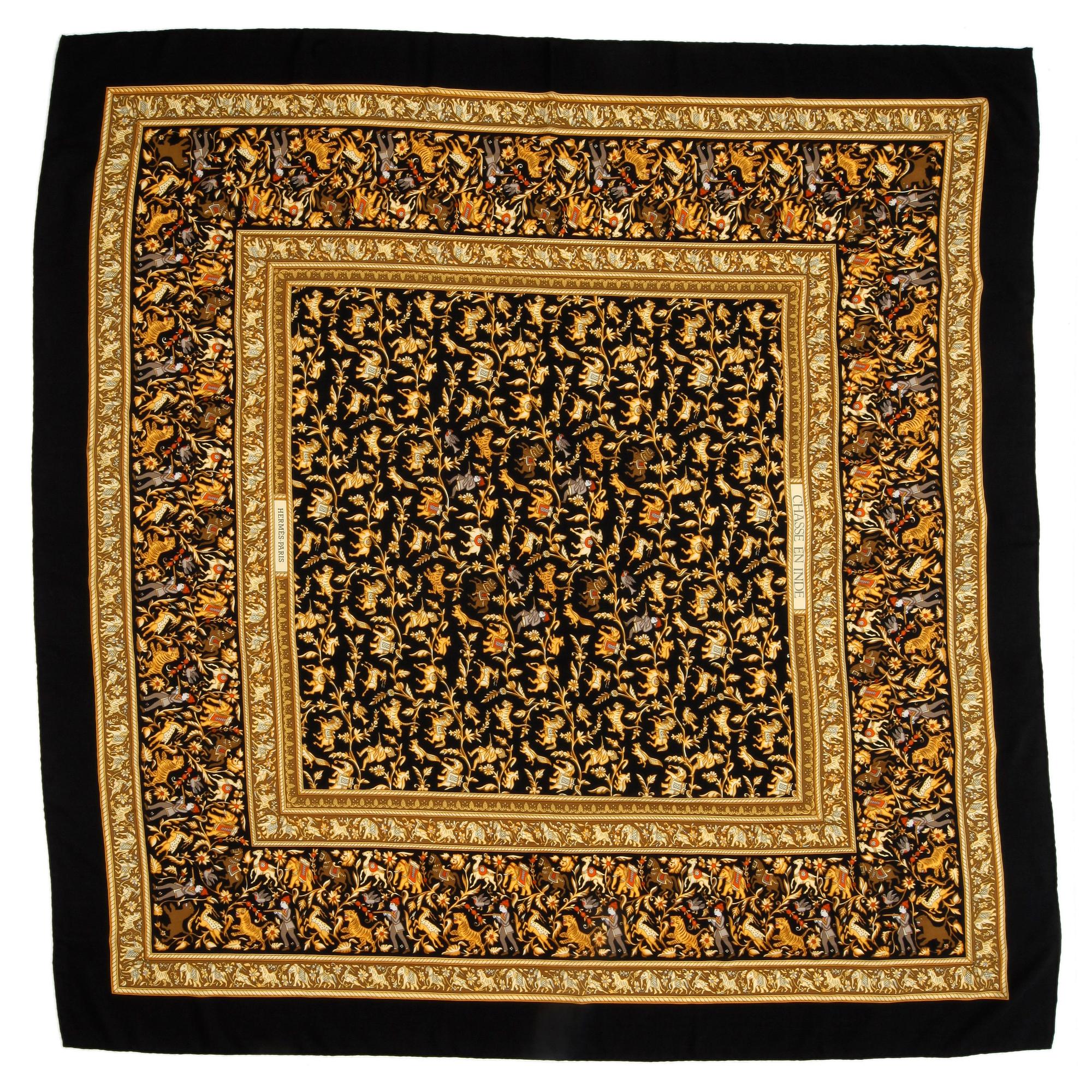 HERMÈS, a cashmere and silk shawl, "Chasse en Inde".