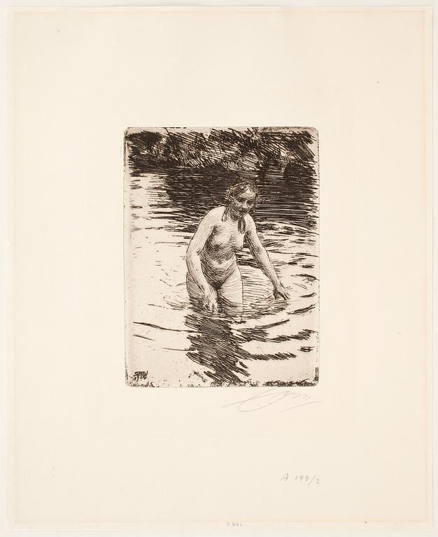 ANDERS ZORN, etsning utförd 1906, signerad med blyerts.
