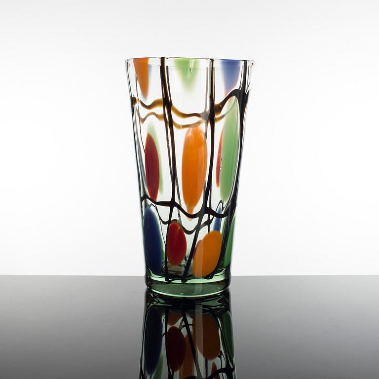 OKÄND FORMGIVARE, vas, glas, Italien, 1900-tal.