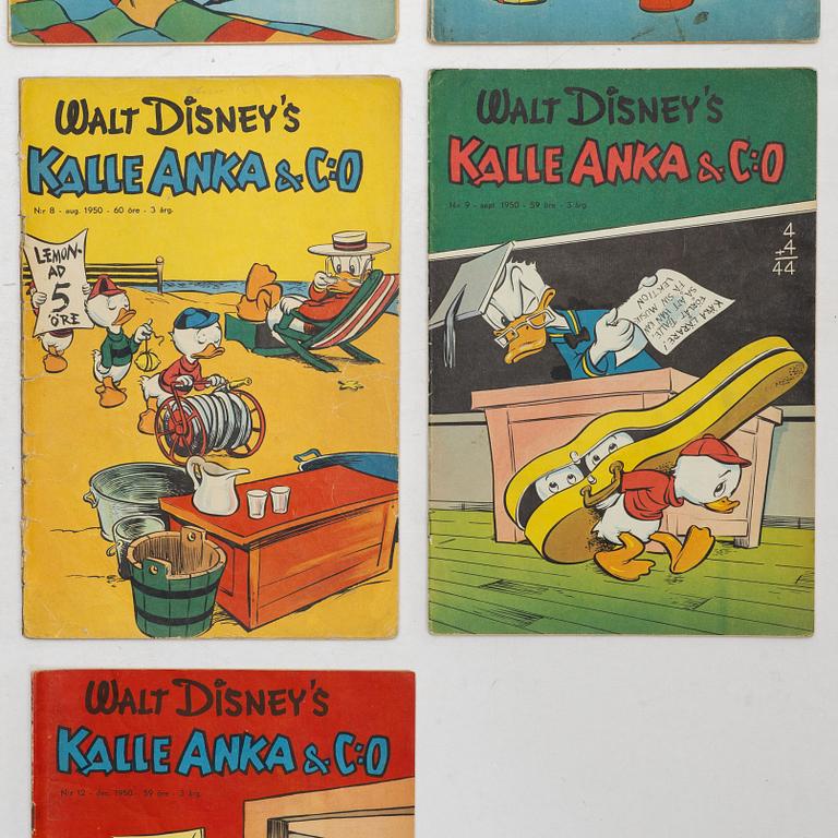 Comic books, 12 issues, Kalle Anka & Co, 1950 edition.