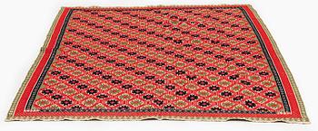 A bed cover, flat weave, c. 186 x 134 cm, Western Scania, signed THS and dated 1843.