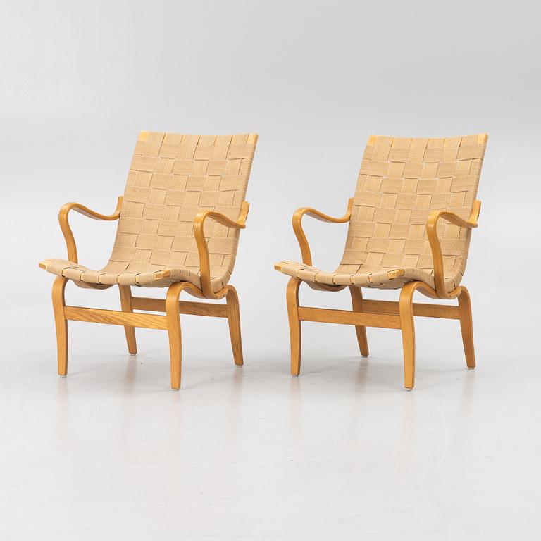 Bruno Mathsson, a pair of 'Eva' armchairs, Firma Karl Mathsson, Värnamo, 1973.