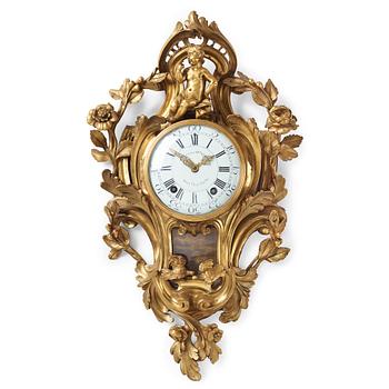 145. A Louis XV 18th century wall clock by the brothers Georges or Edme Causard (clockmakers in Paris 1770's/80's.