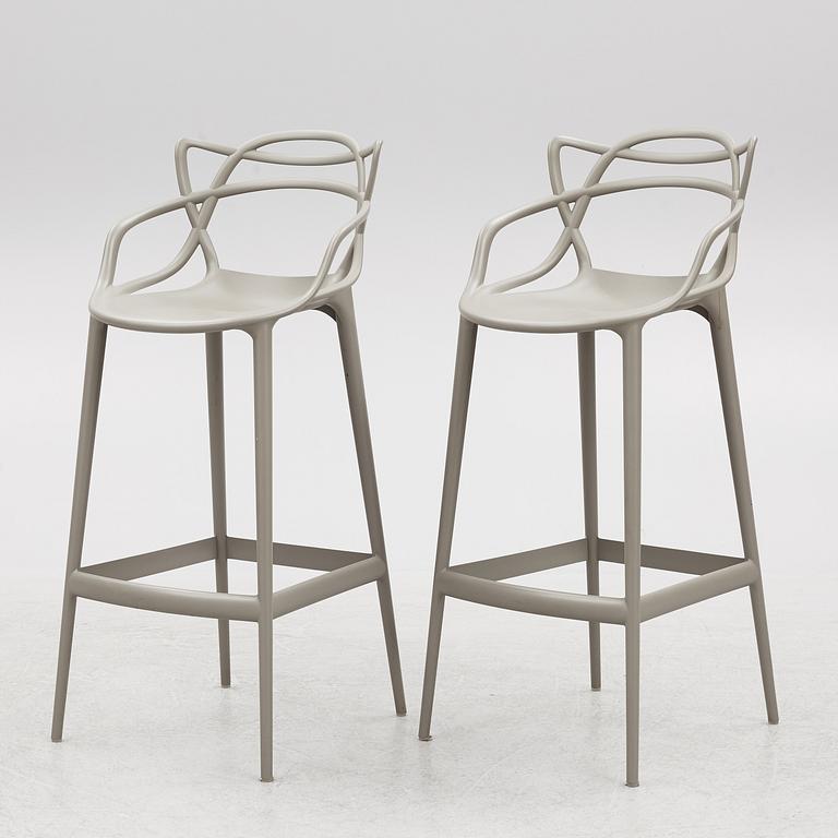 Philippe Starck and Eugeni Quitllet, a pair of "Masters stool" bar stools, Kartell, Italy, 2012.