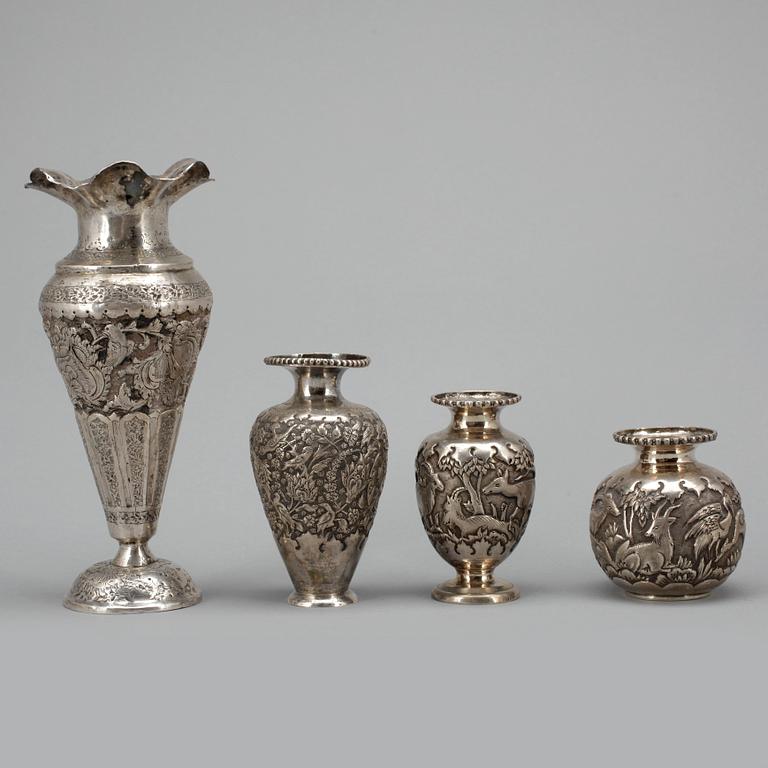 PARTI SILVER, 8 delar, Persien, 1800-/1900-tal, vikt ca 673 gram.