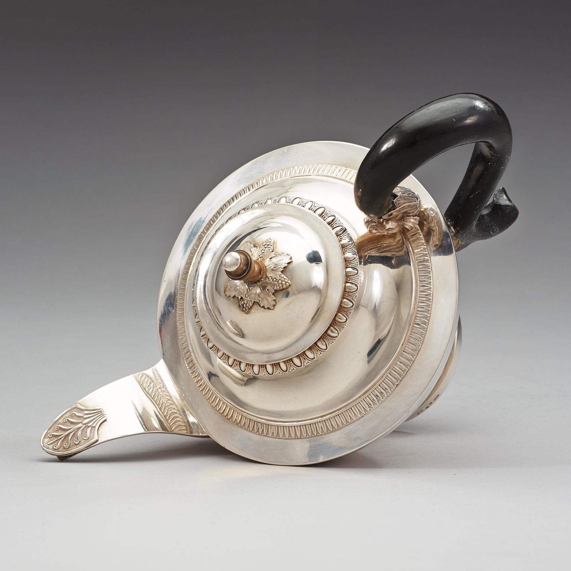 A Swedish 19th century silver tea-pot, marks of Gustaf Möllenborg, Stockholm 1828.