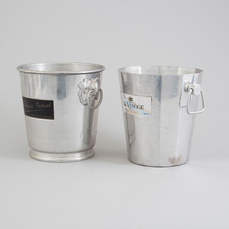 a set of aluminium champagne coolers, late 20th century.