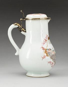 A large 'European Subject' silver-gilt mounted coffee pot with cover, Qing dynasty, Qianlong (1736-95).