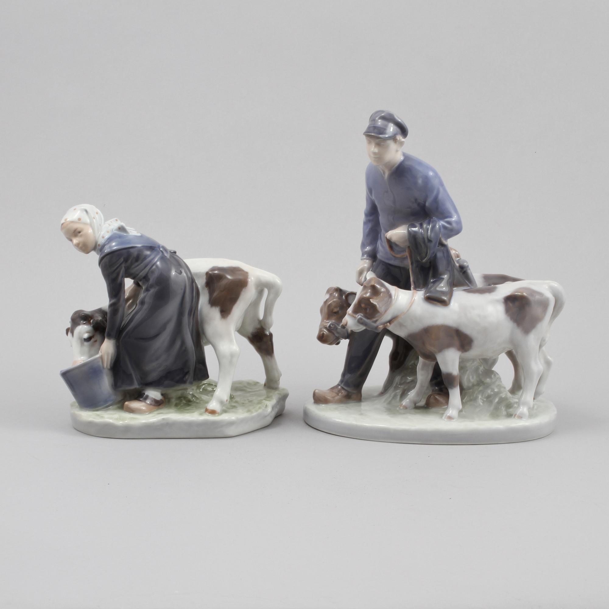 FIGURINER, 2 st, porslin, Christian Thomsen, Royal Copenhagen, 1900-tal.