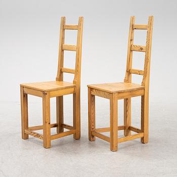 Sven Larsson, a set of six pine chairs, 1970's.