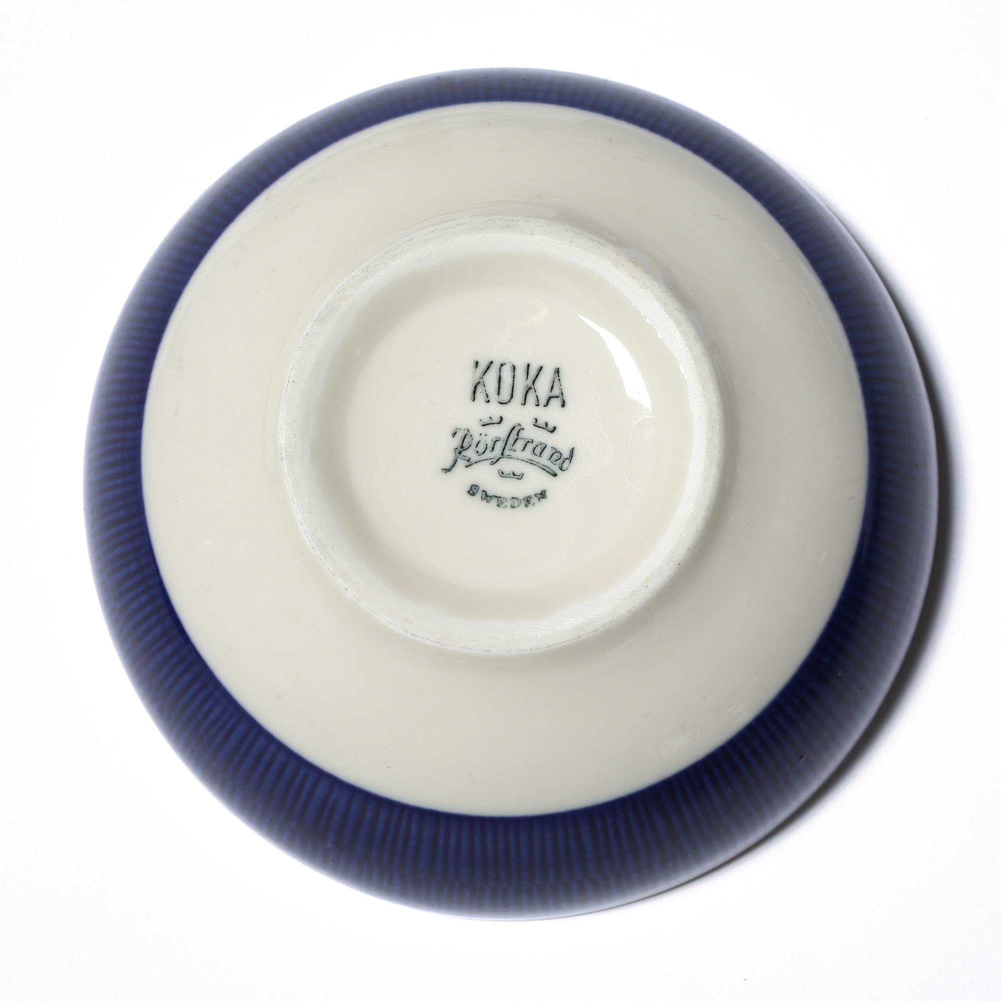 SERVISDELAR, 52 st, porslin, "Koka Blå", Hertha Bengtsson, Rörstrand, 1956-1988.