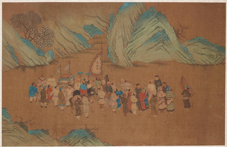 Album med målningar föreställande Envoyéer som kommer med gåvor, 职贡图 (Zhigong tu), troligen 1600-tal, efter äldre mästa.