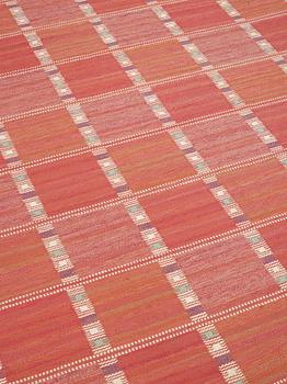 BARBRO NILSSON, a carpet, flat weave, 232 x 168,5 cm, "Falurutan, röd Borås", signed AB MMF BN.