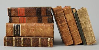 BOKPARTI TEOLOGI OCH KYRKOHISTORIA, 8 vol, bla "Kort och enfaldig Kyrkio historia.." av M. Erlando Dryselio, Jönköping 1704.